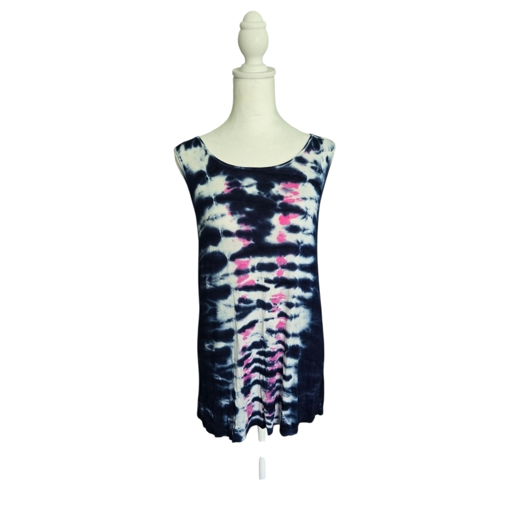 Belle Sky Navy and Pink Tie-Dye Criss Cross Back Size L